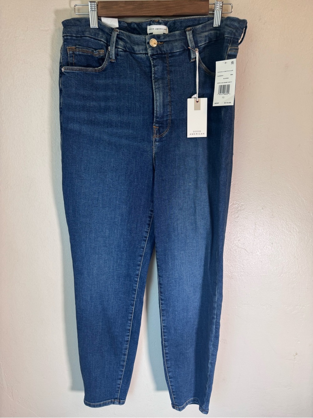 Good American Good Legs Skinny Deep V Crop Jeans Size 15